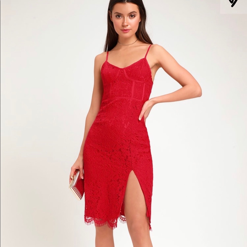 Lulu's Red Lace Dress